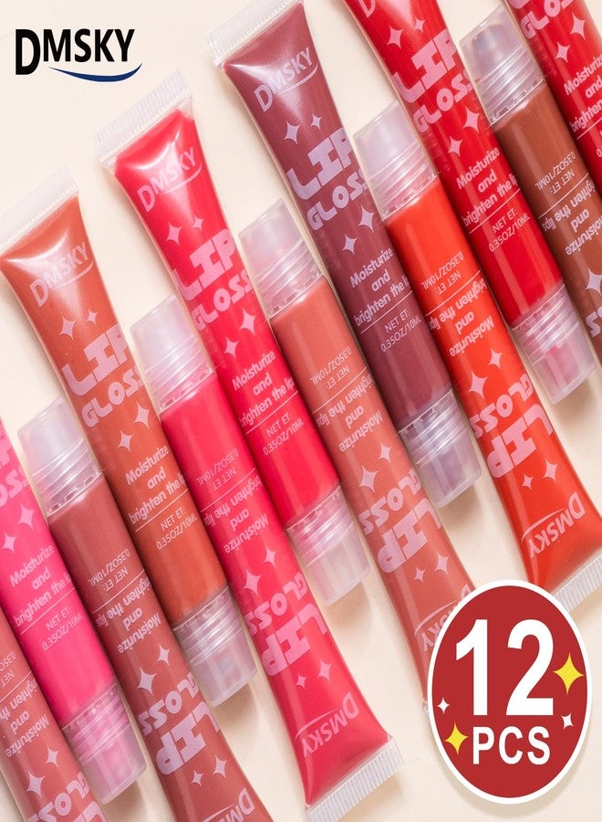 Dmsky Lip Gloss Set 12 Pack,12 Colors Lip Gloss for Women, Moisturizing Lip Gloss Bulk with Vitamin E for Dry Cracked Lips - Image 5